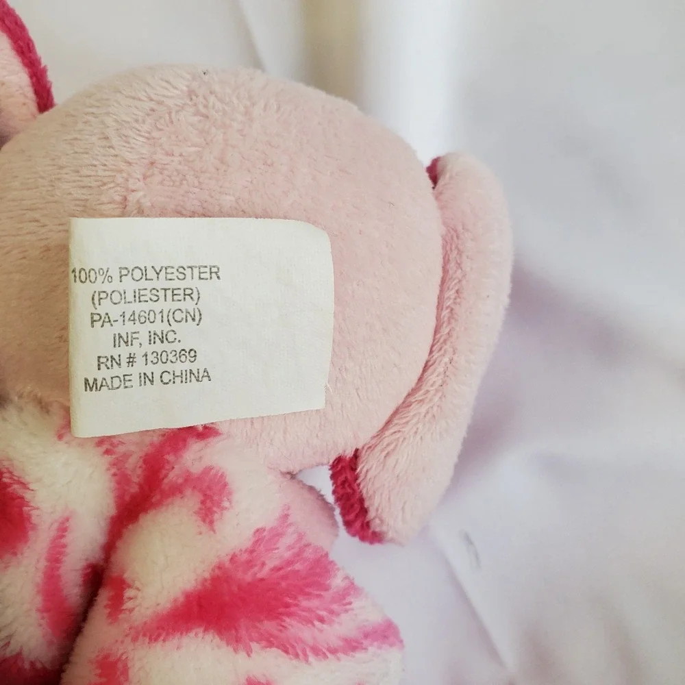 Elephant Security Blanket Baby Lovey Pink Pattern White RN 130369 Polka Dot Ears